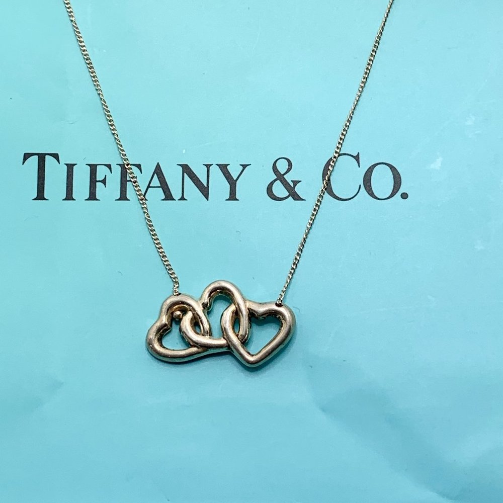 Authentic Tiffany & Co Silver 925 Triple Open Hearts Necklace
